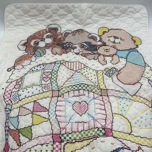 Bucilla Welcome Baby Crib Cover Quilt Cross Stitch